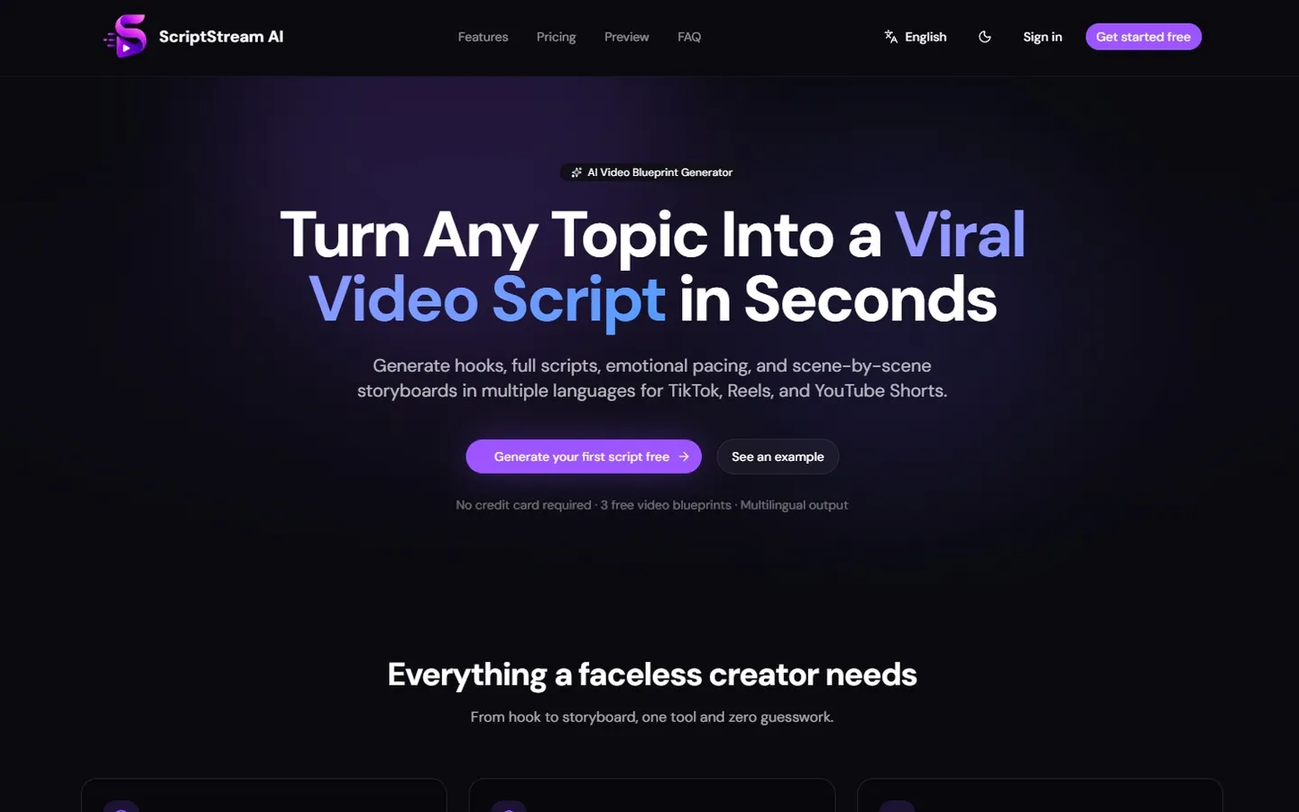ScriptStream AI video script generator